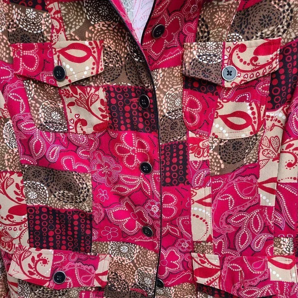 Christopher & Banks Red Brown Patchwork Lightweight Jacket Medium